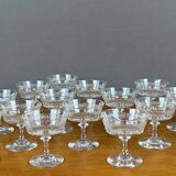 12 coupes à champagne en cristal, XIXe Siècle