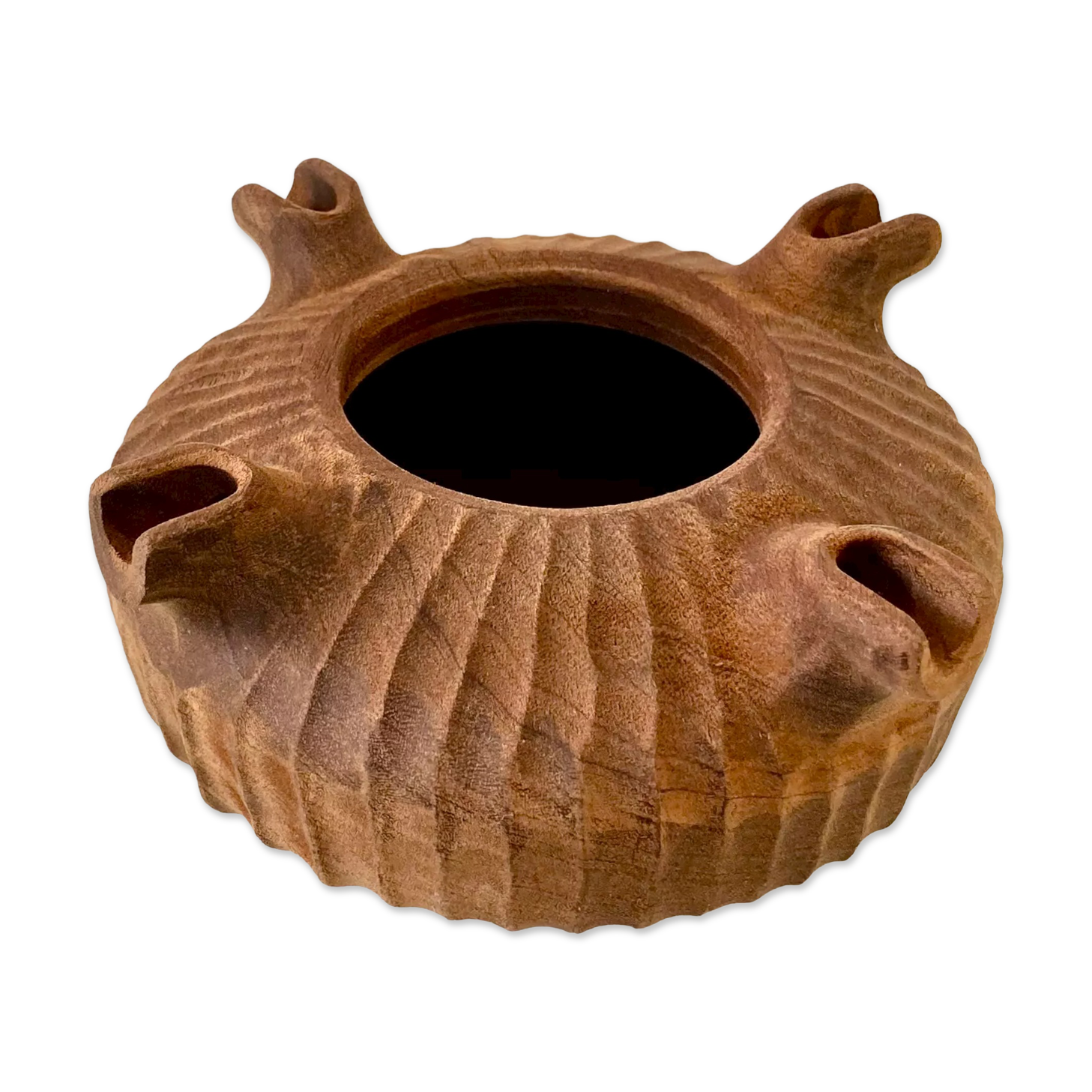 Empty pocket carved wooden cup folk art