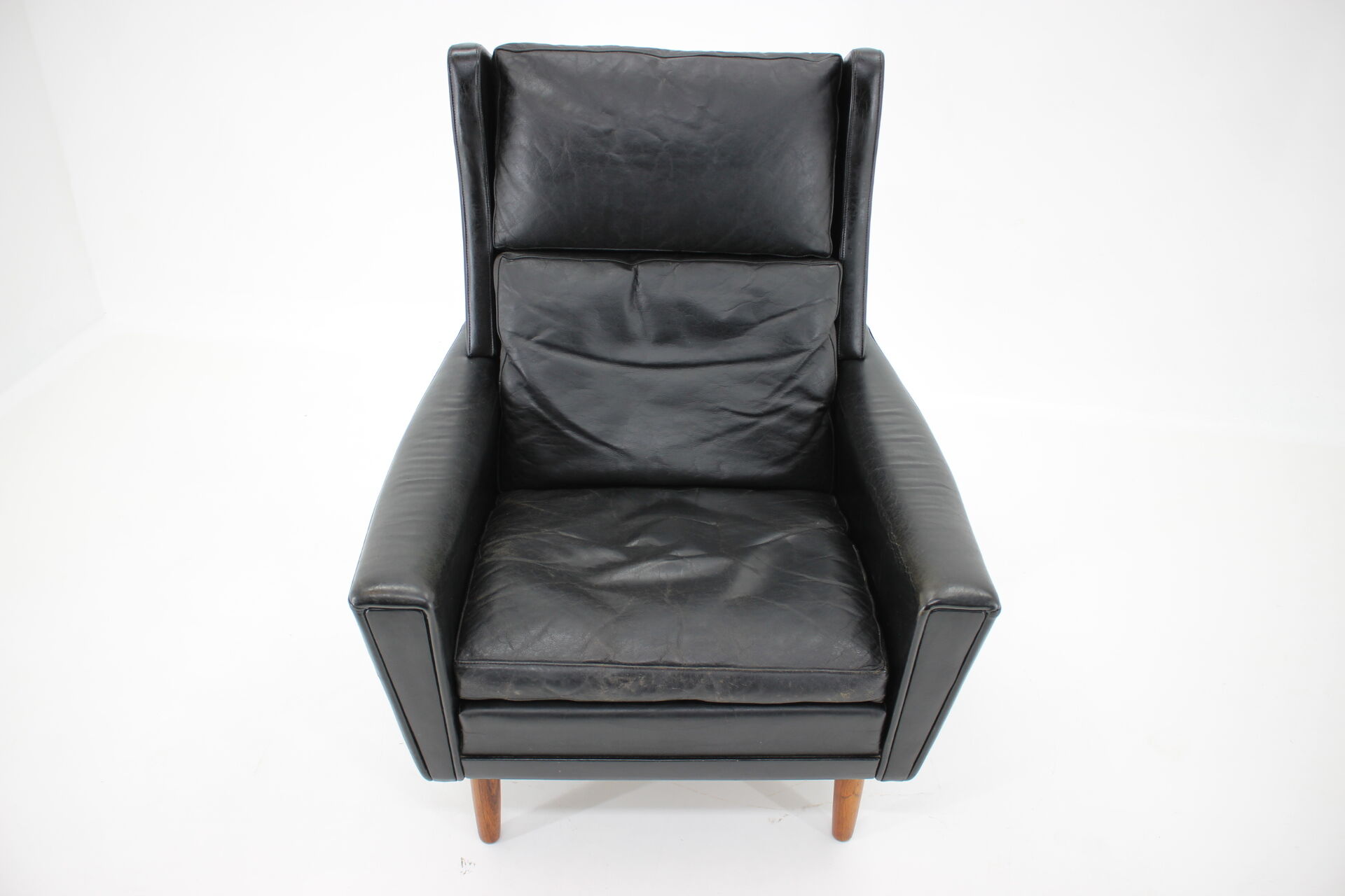 1970s leather wingback lounge chair, denmark