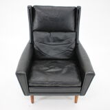 1970s leather wingback lounge chair, denmark