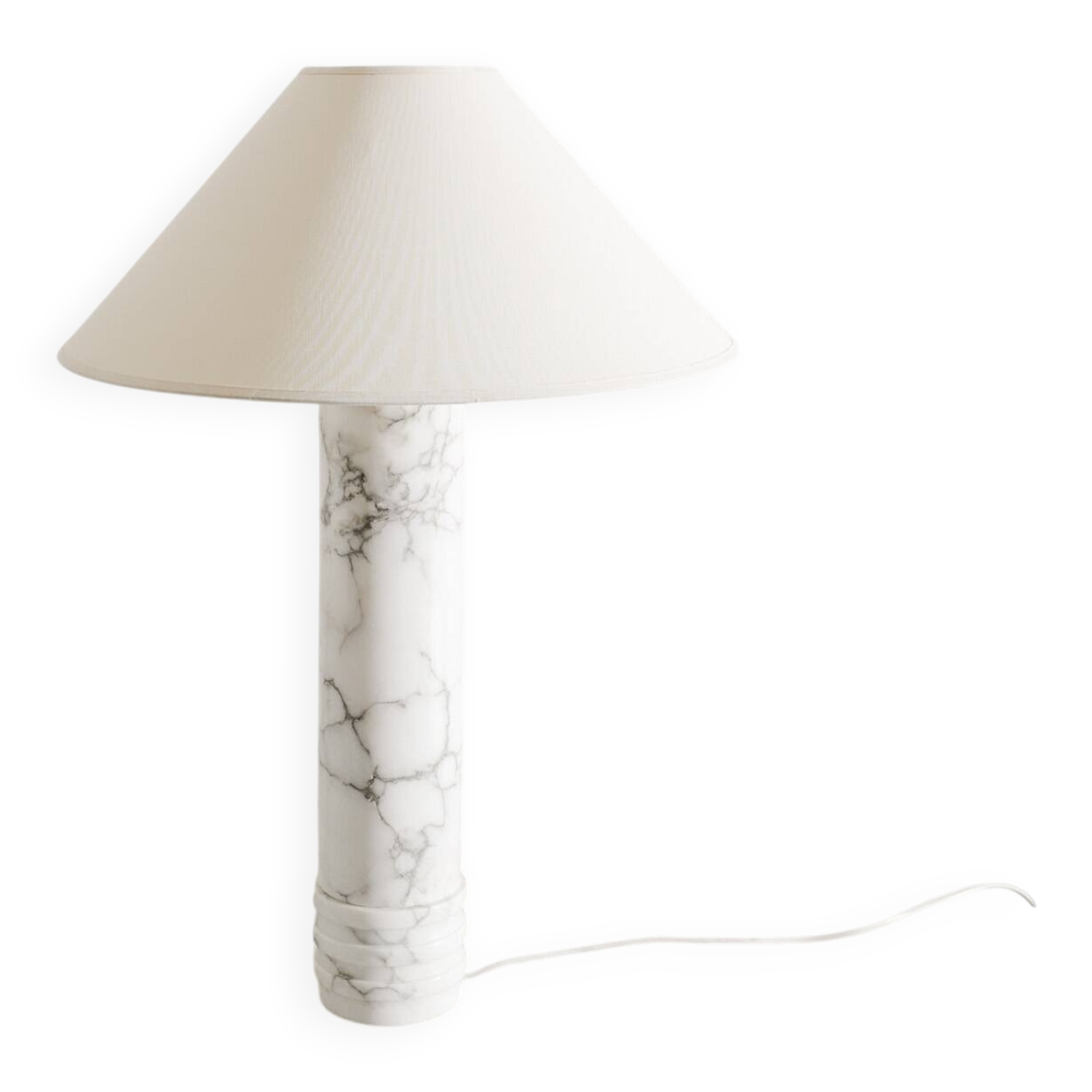 Swedish Mid Century White Marble Cylindrical Table Lamp by Bergboms, 1960s