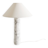 Swedish Mid Century White Marble Cylindrical Table Lamp by Bergboms, 1960s