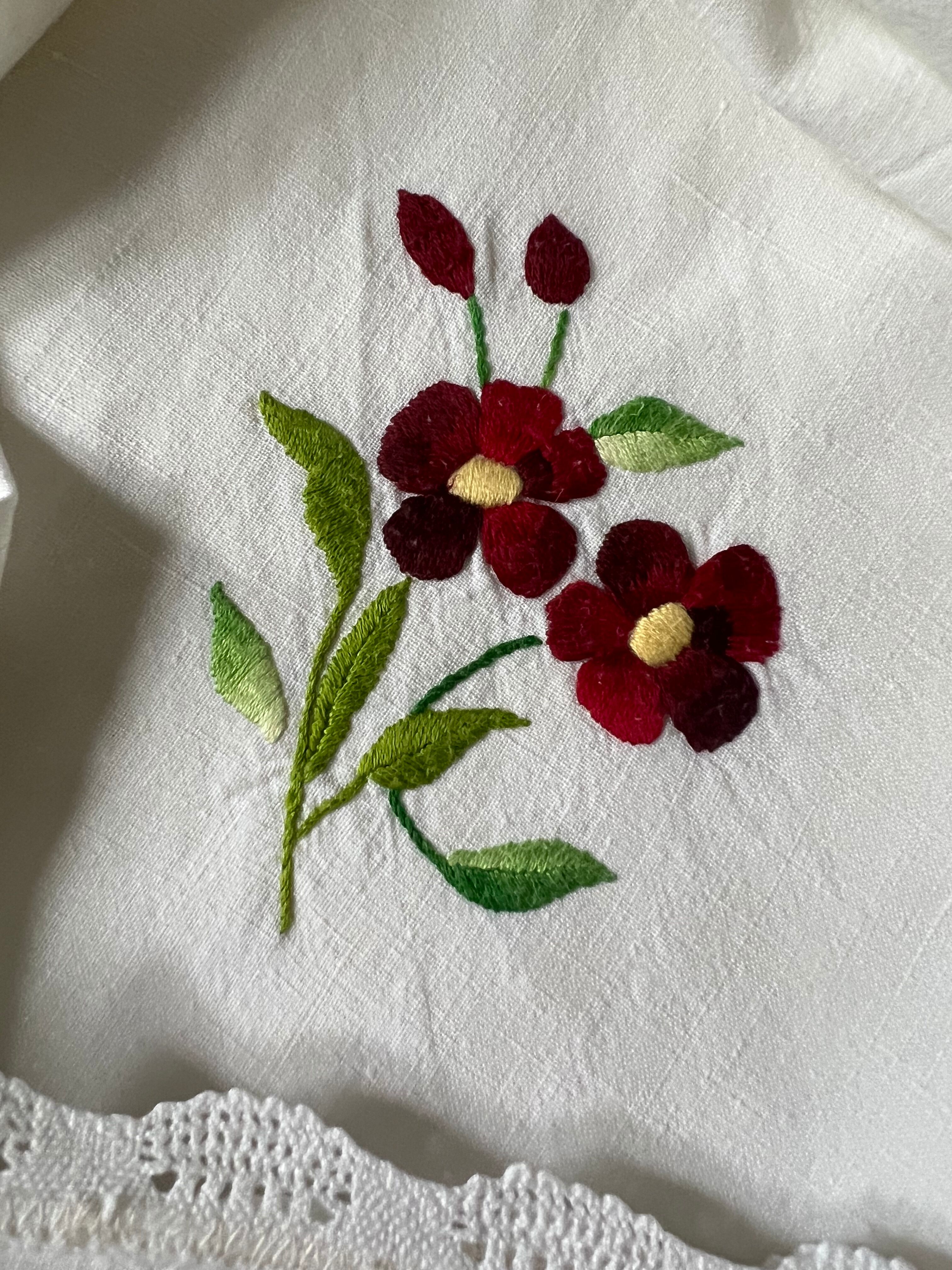 7 antique and embroidered napkins