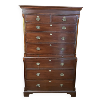 tallboy chest on chest in mahogany - 18th century