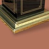 Lampadaire Vintage 1980 par Le Dauphin en laque noire et laiton doré - 1m50