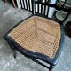 Napoleon III chair in black and gold wood with caning