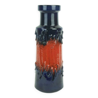 1960s 70s vintage scheurich VASE model 205-32 drip glaze blue and red