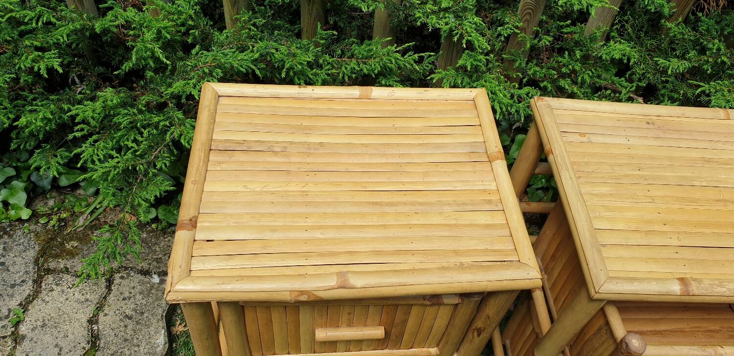 Pair of bamboo bedside tables