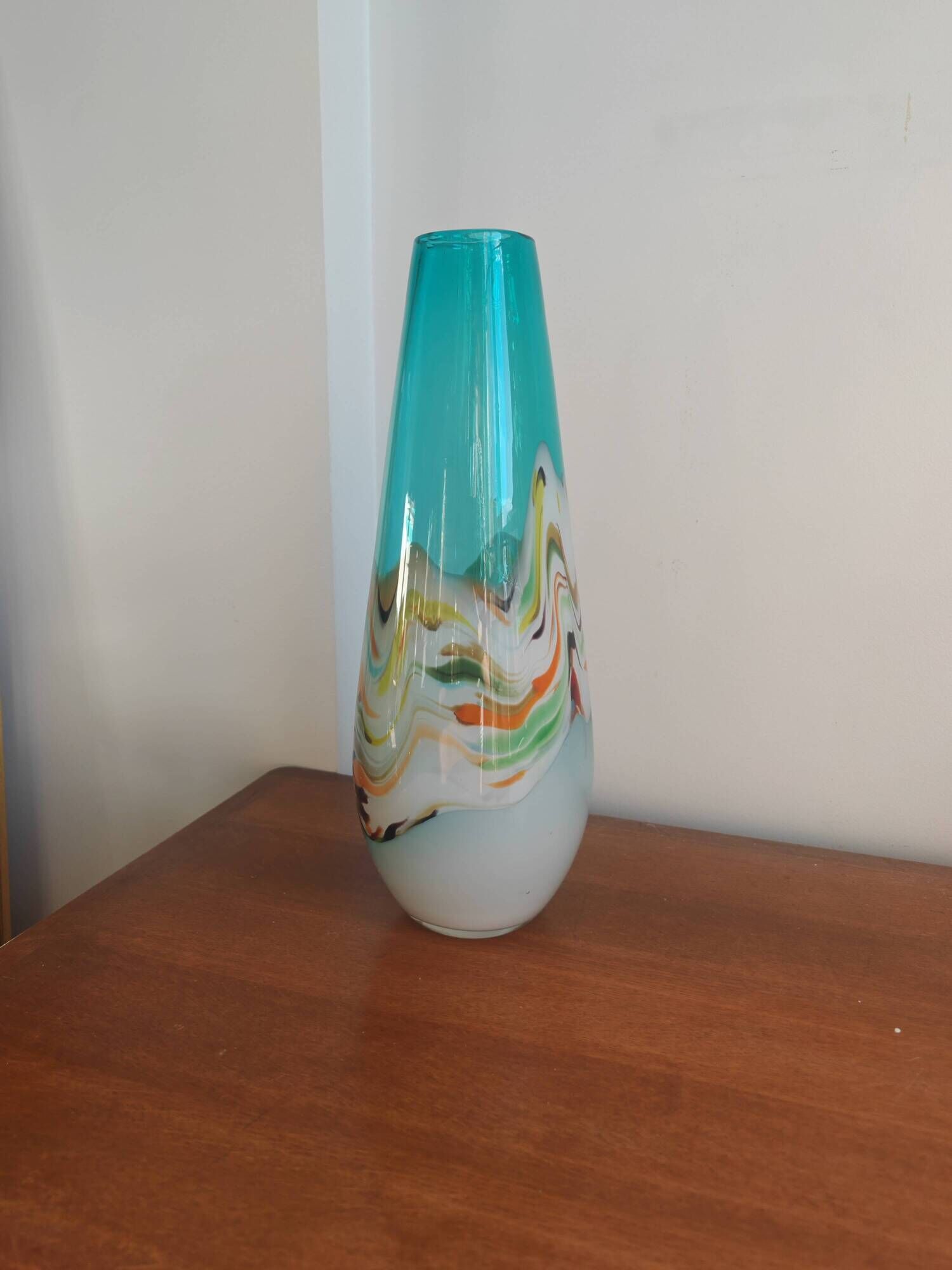 Tall vintage vase in blown glass in Murano style – 40 cm