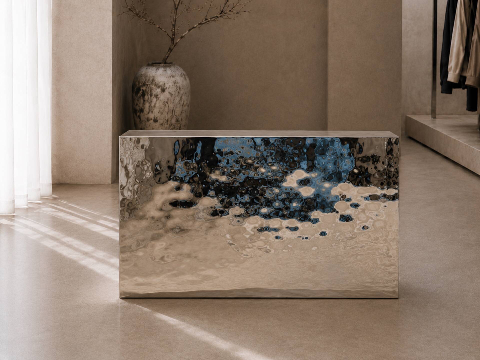 Contemporary Stainless Steel Reception Desk
