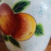 White Ceramic Vase with Peach and Leaf Motifs