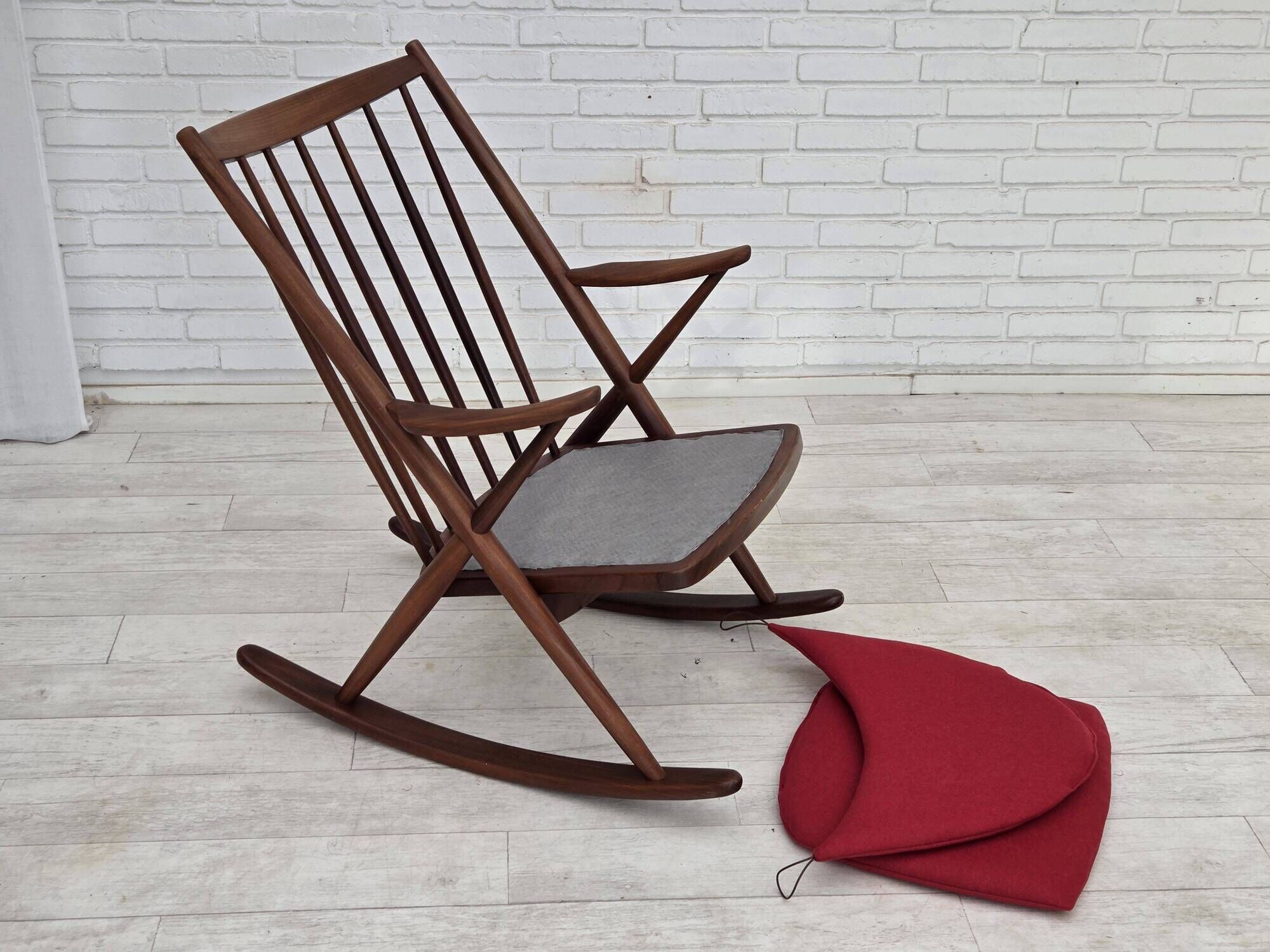 1960s Danish rocking chair by Frank Reenskaug, model 182, reupholstered.