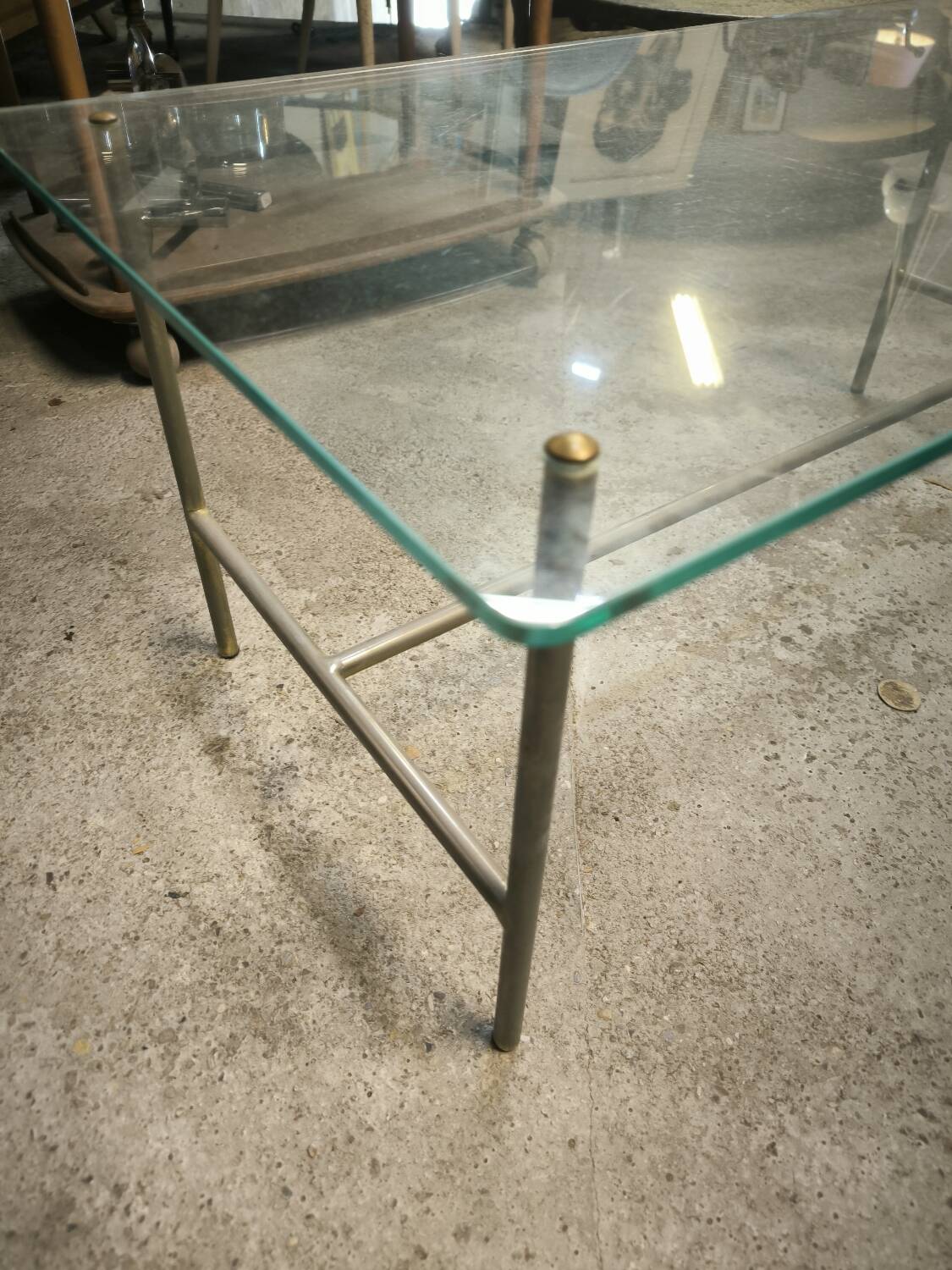 Steel and glass coffee table, circa 1950/60
