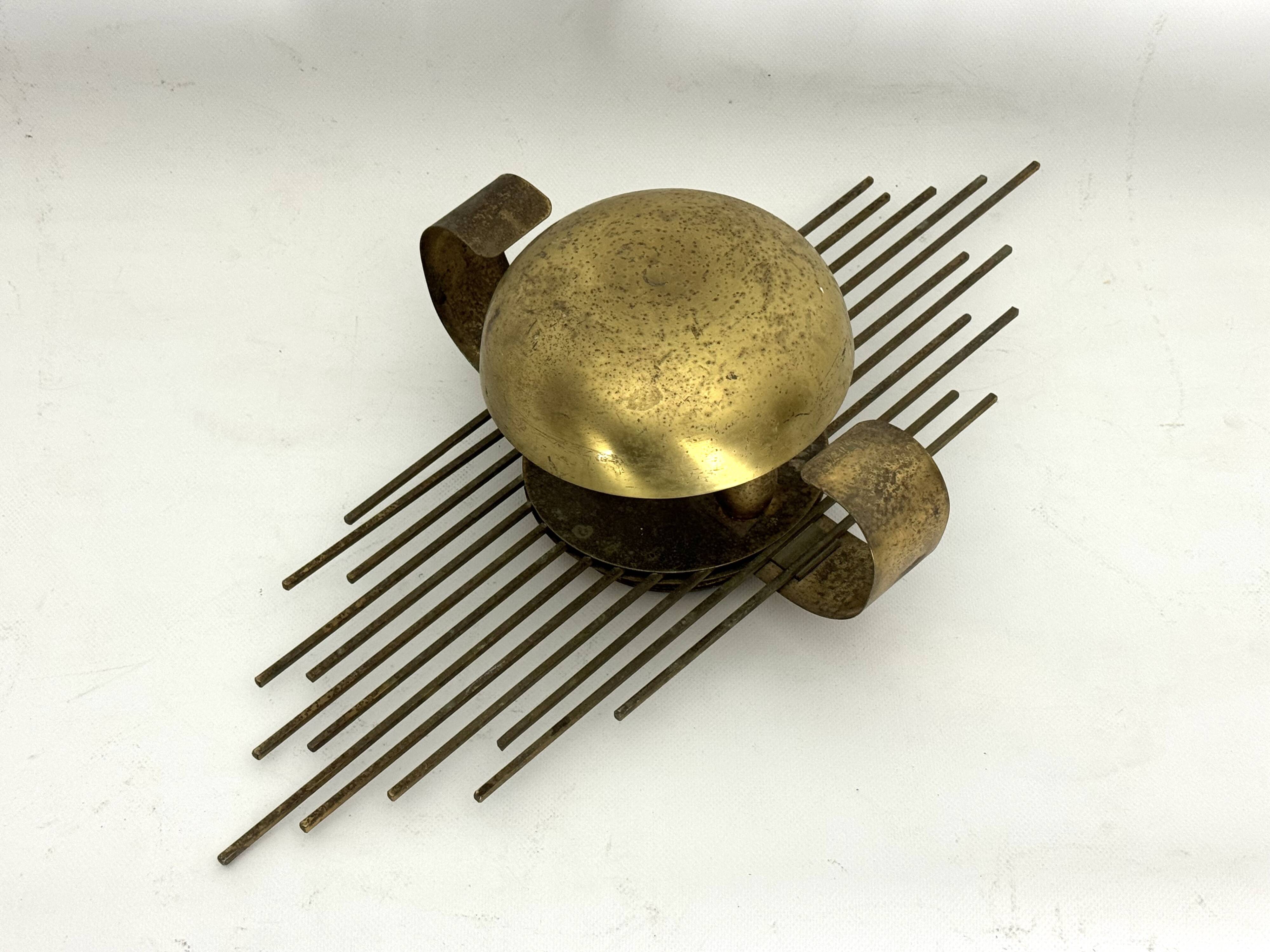 Mid-Century Set of three gilded metal sconces. Italy 1950s