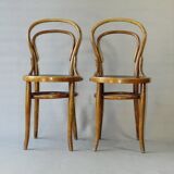 2 chairs n°14 - 1/2 by Kohn 1905, perforated wooden seats