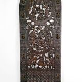 African door in carved wood and bronze of village chief Baboun, Cameroon, early 20th century