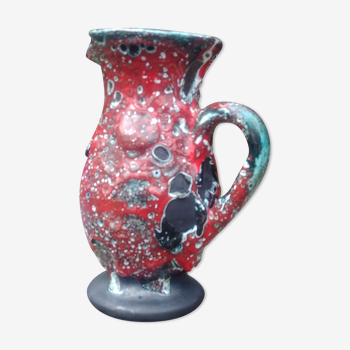 Glazed ceramic pitcher in Fat Lava style