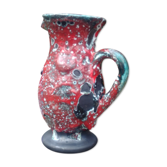 Glazed ceramic pitcher in Fat Lava style