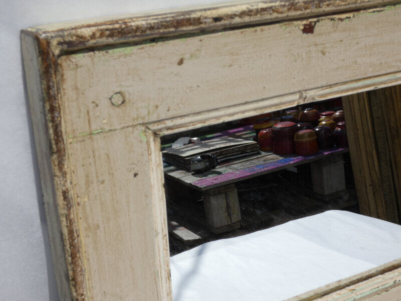 Mirror Wood Old Teak Patina White Breakage 54x3x36cm 6