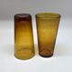 Set of 12 ochre oiglasses in bubbled blown glass