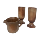 Ensemble de 2 mugs et crémier grès vintage