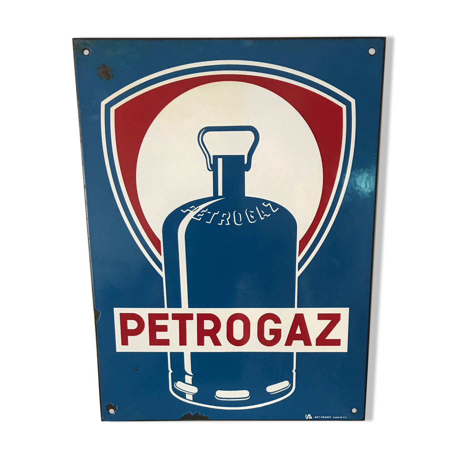Petrogaz enamelled plate