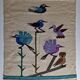 Handcrafted wall tapestry in dyed wool, bird decor, 67 cm by 84 cm
