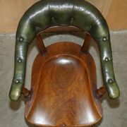 Chaise de capitaine victorienne en acajou et cuir