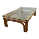 Grand table basse rotin et verre