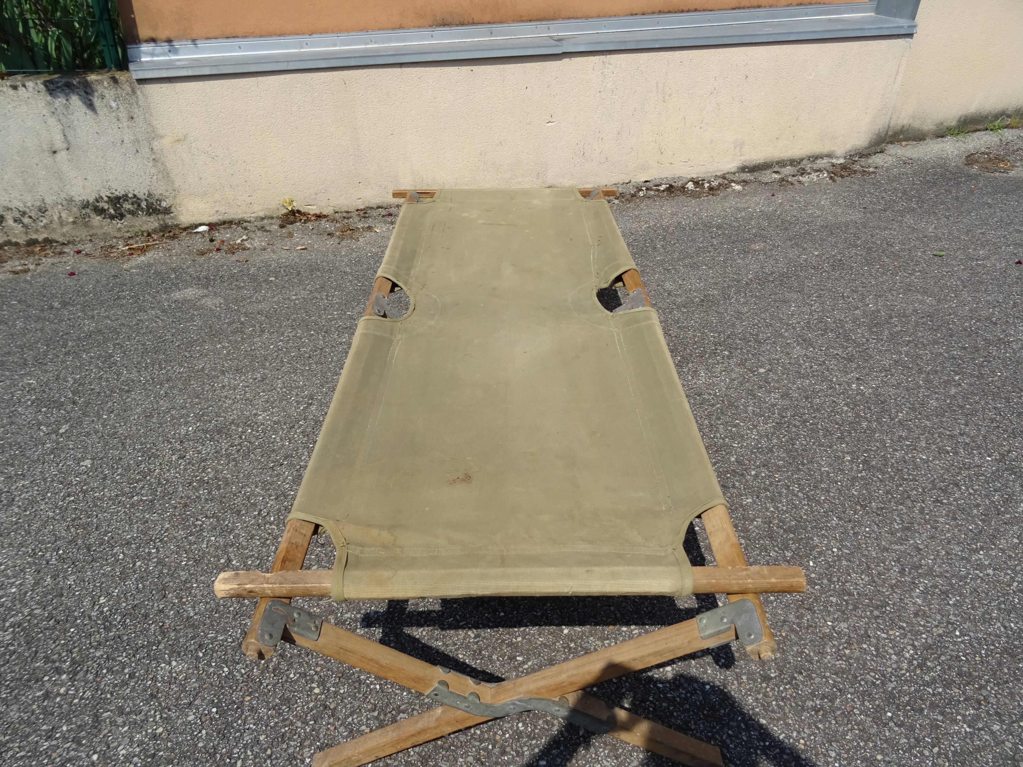 Khaki military camp bed