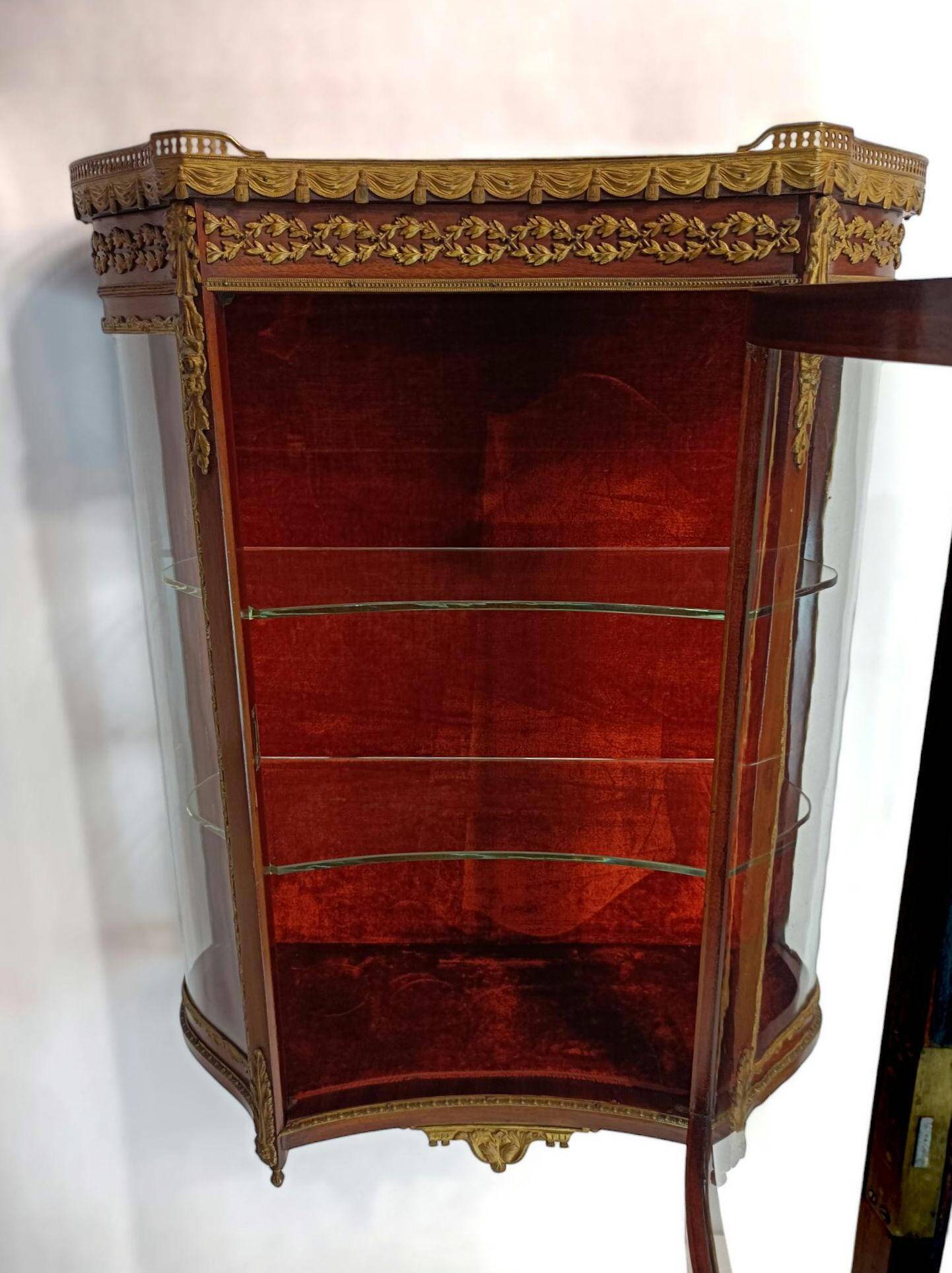 Louis XVI wall display cabinet, mahogany and bronze, France 20th century