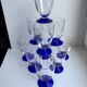 Set of 10 medium format blue foot glasses 60s-70s