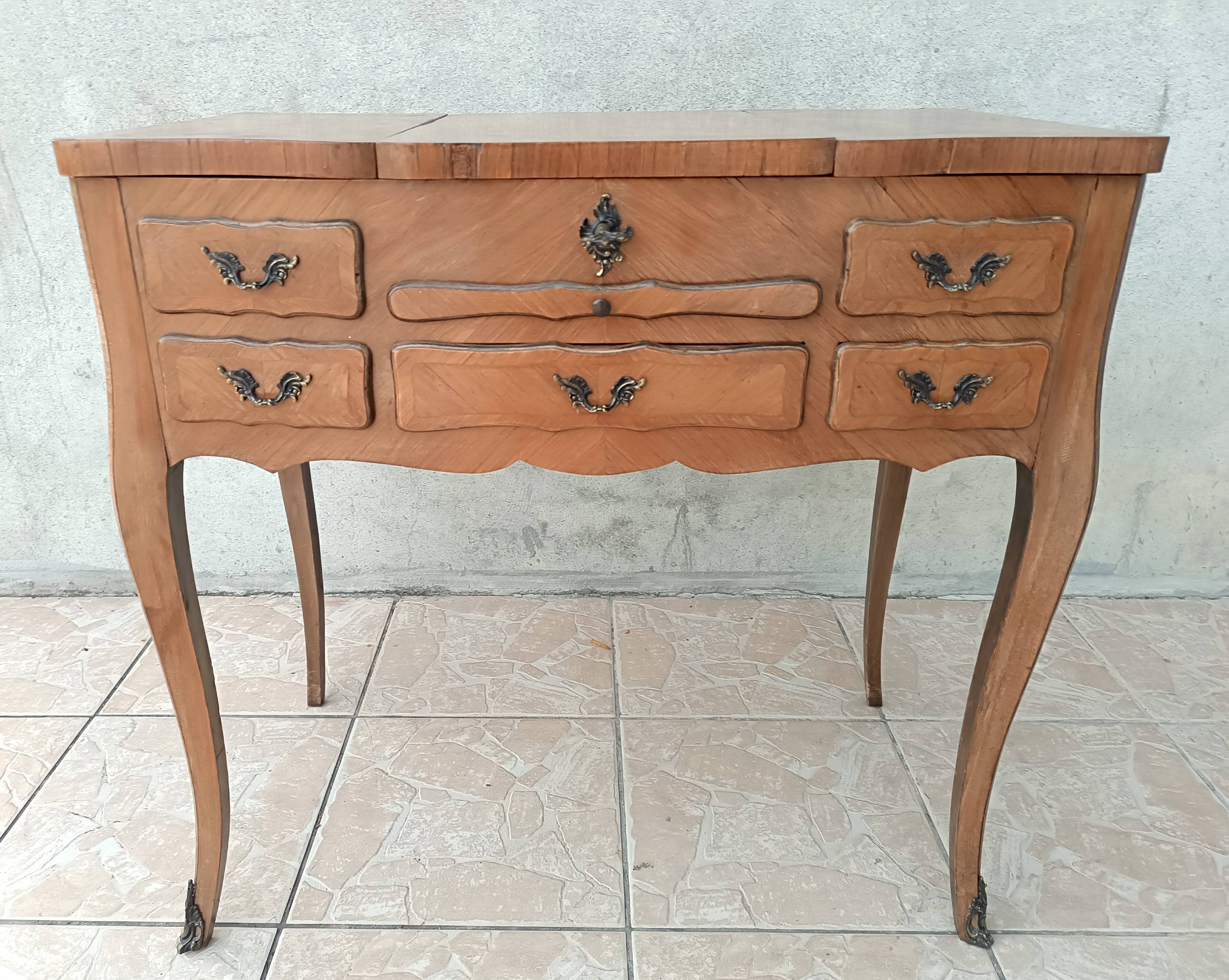 Louis XV style walnut veneer sewing table