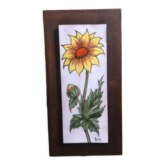 Ceramic wall panel décor Sunflowers Vallauris circa 1960