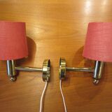 Pair of golden Scandinavian wall lights by Bergboms