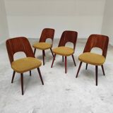Set of 4 TON 515 / 2 chairs by Oswald Haerdtl (Thonet) wood and mustard fabric