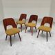 Set of 4 TON 515 / 2 chairs by Oswald Haerdtl (Thonet) wood and mustard fabric