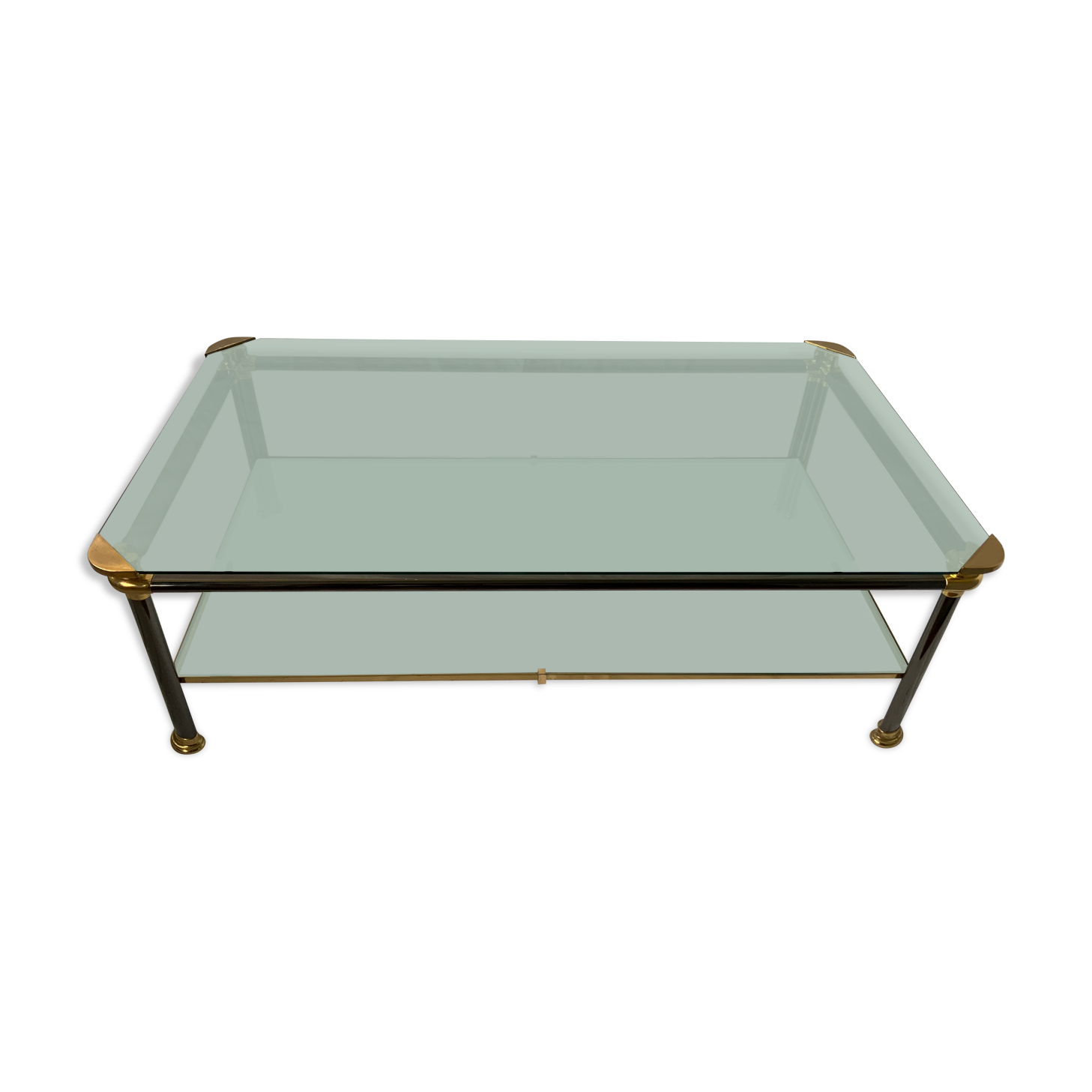 Glass and brass coffee table
