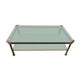 Glass and brass coffee table