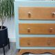 Small 3-drawer chest of drawers, green and wood