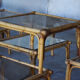 Lot de dix-huit tables basses rotin 1950