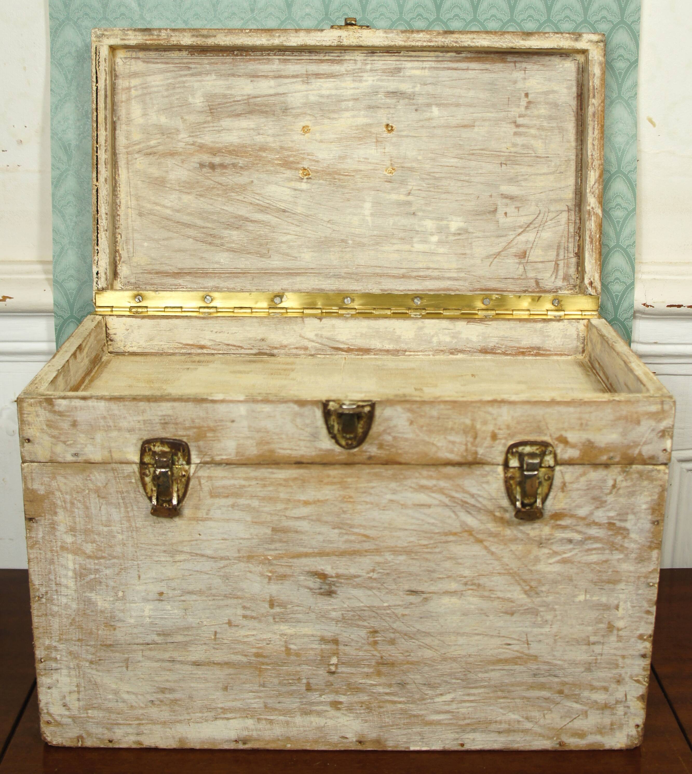 Wooden box & old brass 3 levels