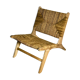 Low armchair in raw teak with seat and mulched backrest