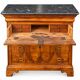 Louis-Philippe style secretary chest of drawers from the 19th century with walnut burl veneer.