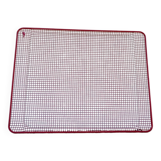 Rectangular tray in red metal mesh 1980