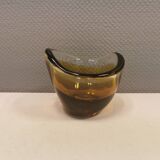 Glass vase in multiple layers of glass, in translucent, amber, yellow colours and shades.