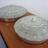 Large German Glass Ceiling Lights, Set of 2, 1960s