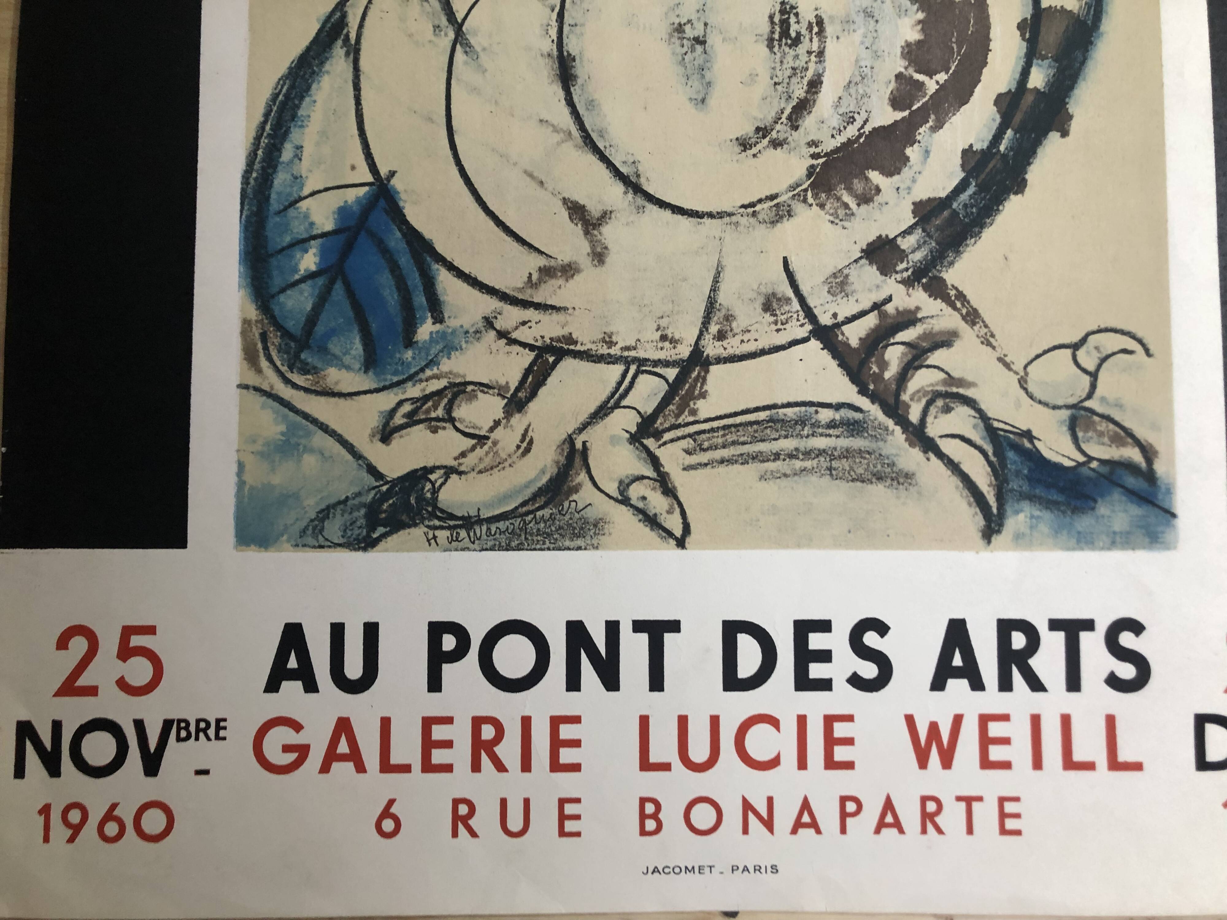 Affiche H de Waroquier Au pont des Arts Paris 1960