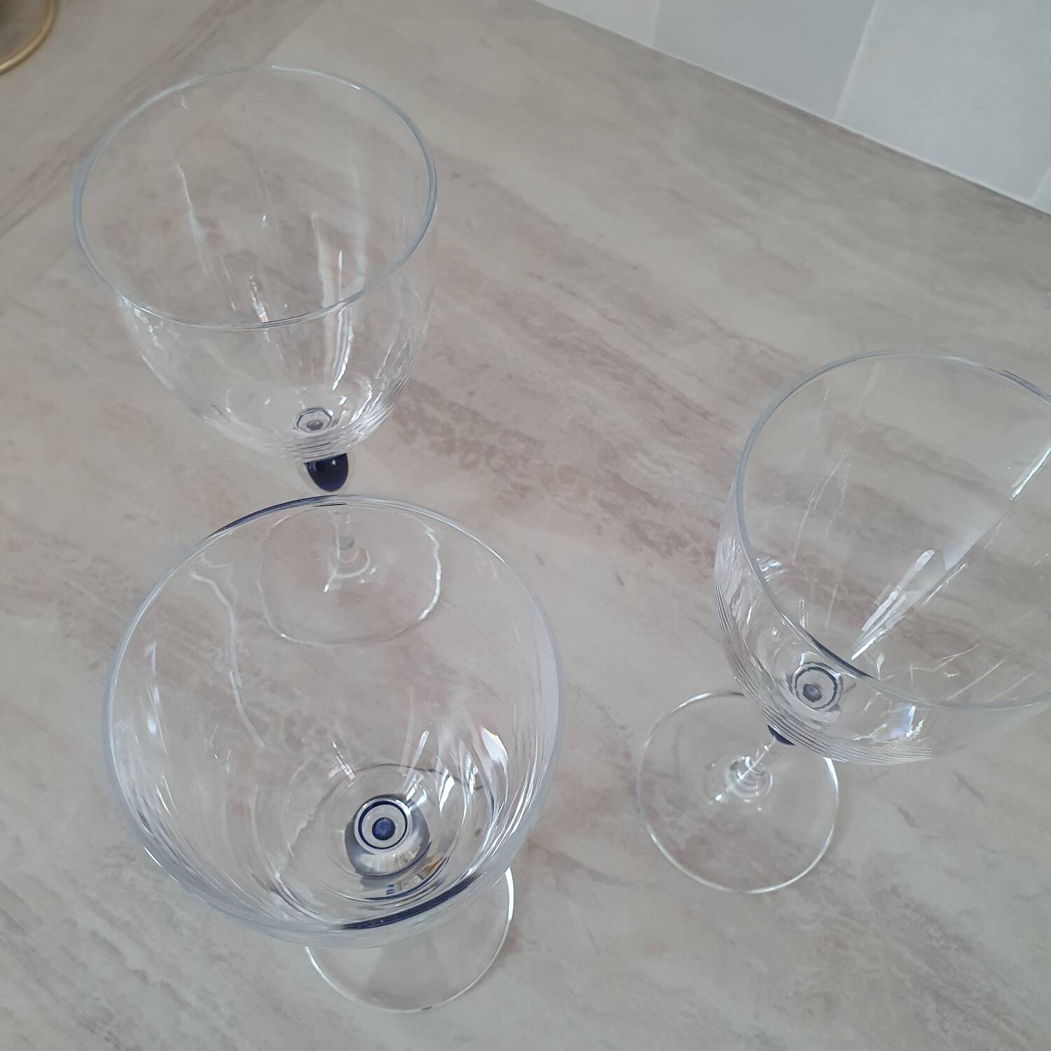 3 wine/water glasses Crystal d'Arques model Venice Sapphire blue
