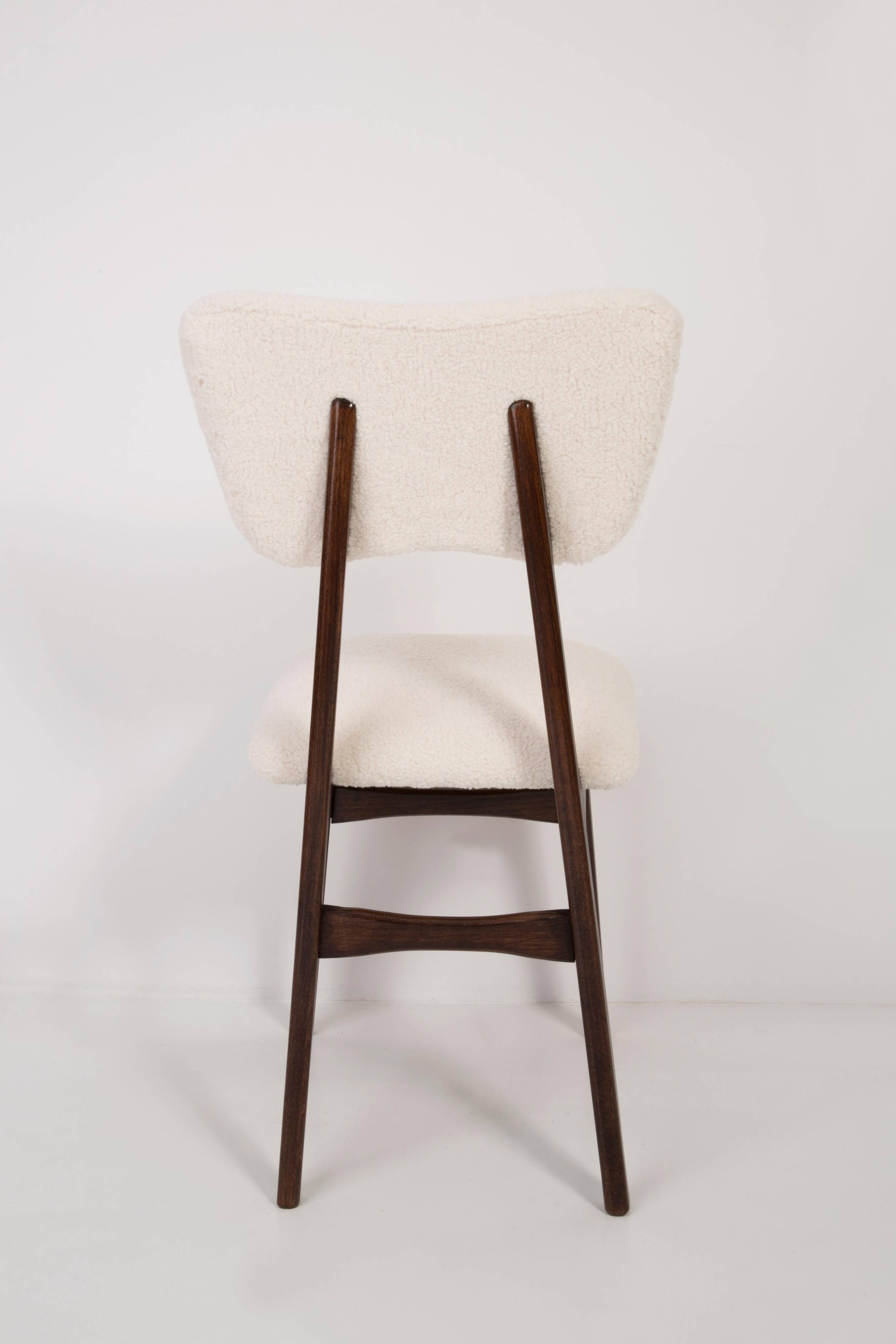 Mid-century modern chair in light cream boucle, 1960s